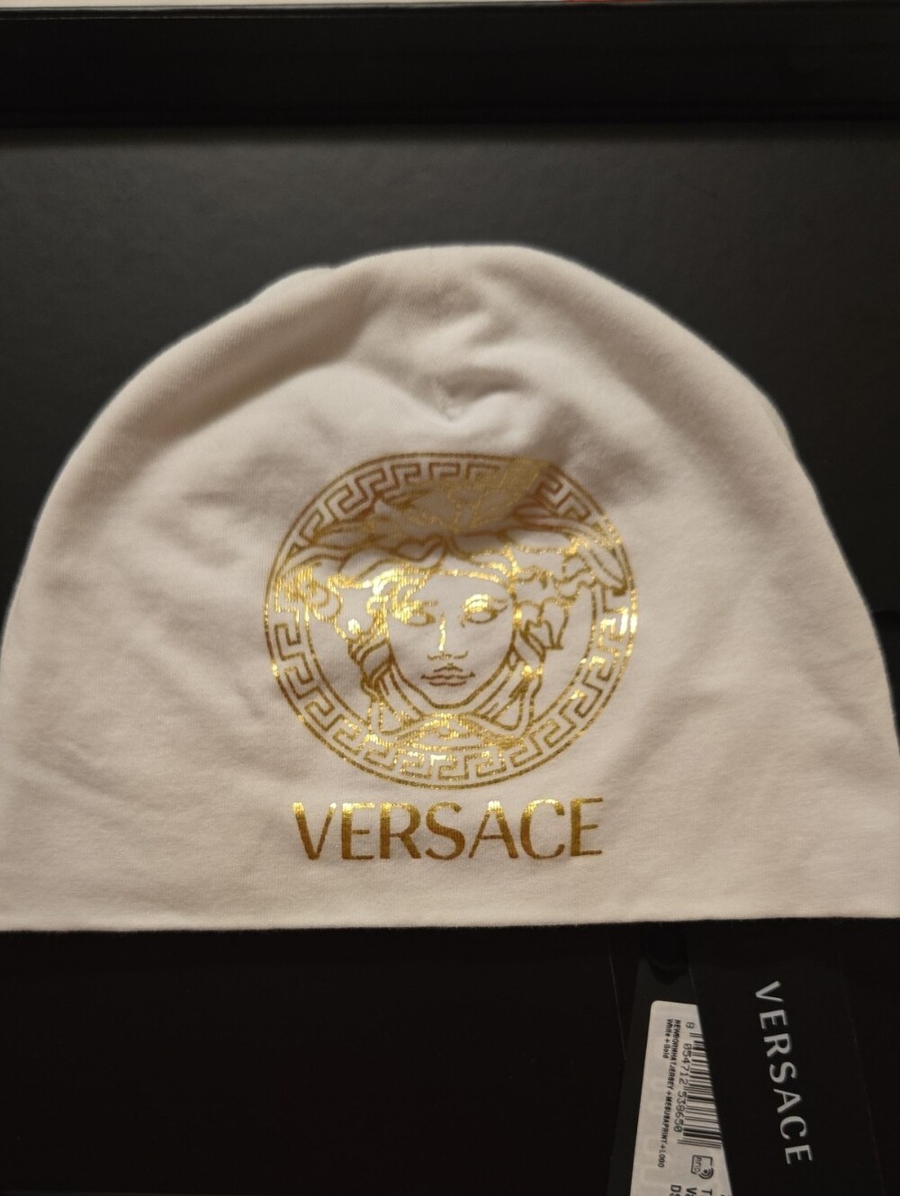 Versace
White & Gold Medusa Logo Baby Hat